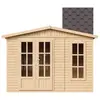 Image de Abri de jardin en bois 6 m2 - H232 x 332 x 222 cm - Grand abri de jardin multifonctionnel - Abri de jardin en bois - Bardeaux bitumés bruns - TIMBELA M334FB+H334FBBROWN