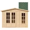 Image de Abri de jardin en bois 6 m2 - H232 x 332 x 222 cm - Grand abri de jardin multifonctionnel - Abri de jardin en bois - Bardeaux bitumés verts - TIMBELA M334FB+H334FBGREEN