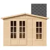 Image de Abri de jardin en bois 6 m2 - H232 x 332 x 222 cm - Grand abri de jardin multifonctionnel - Abri de jardin en bois - Bardeaux bitumineux noirs - TIMBELA M334FB+H334FBBLACK