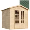 Image de Abri de jardin en bois 4 m2 - H233 x 233 x 222 cm - Grand abri de jardin multifonctionnel - Abri de jardin en bois - Bardeaux bitumés verts - TIMBELA M351FB+H351FBGREEN
