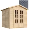 Image de Abri de jardin en bois 4 m2 - H233 x 233 x 222 cm - Grand abri de jardin multifonctionnel - Abri de jardin en bois - Bardeaux bitumineux gris - TIMBELA M351FB+H351FBGREY