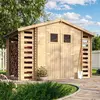Image de Abri de jardin avec étagère en bois pour le bois de chauffage 5,47 m2 - L206xL328xH218 cm - TIMBELA M391