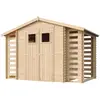 Image de Abri de jardin avec étagère pour bois de chauffage en bois 5,47 m2 - Abri de jardin en bois - L206xL328xH218 cm - Abri pour outils - TIMBELA M391+M391G
