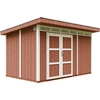 Image de Abri de jardin qualité Premium 8,7m² avec plancher et carreaux de bitume - Abri à outils L412xL279xH239 cm - Abri de jardin TIMBELA M904A - REDWOOD RED