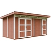 Image de Abri de jardin qualité Premium 8.52+2.95 m² avec sol et carreaux de bitume - abri pour outils L530xL279xH237 cm - garage pour motos, TIMBELA M905C - REDWOOD RED