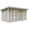 Image de Abri de jardin qualité Premium 8.52+2.95 m² avec sol et carreaux de bitume - abri pour outils L530xL279xH237 cm - garage pour motos, TIMBELA M905C - TUNDRA GREY