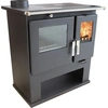 Image de Poêle à bois Verso CS Inox 7,7 kW avec four en inox à gauche