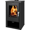 Image de Poêle à bois Verso Theia - 9 kW | Panneaux latéraux noirs et design contemporain