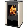 Image de Poêle à bois Verso Theia - 9 kW | Panneaux latéraux ivoire et design contemporain