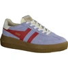 Image de Gola Athena Baskets pour femmes, cuir, Air/Coral/Off White, semelle intérieure amovible - Chaussures femme Top Trends, Bleu, cuir