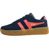 Image de Gola Grandslam Suède, chaussures de sport pour femmes, chaussures basses à lacets, couleur bleue, style décontracté