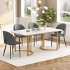 Image de Flieks Ensemble de salle à manger 5 pièces, Table de salle à manger avec 4 chaises, Table de salle à manger rectangulaire, Chaise de cuisine rembourrée en velours, Ensemble de table gris