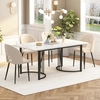 Image de Flieks Ensemble de salle à manger 5 pièces, Table de salle à manger avec 4 chaises, Table de salle à manger rectangulaire, Chaise de cuisine rembourrée en velours, Ensemble de table Beige Noir