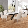 Image de Flieks Chaises de salle à manger (lot de 6), Chaises de cuisine, Chaises rembourrées avec pieds en métal, Chaise avec accoudoirs, Chaise de salon avec revêtement en velours, Argent Beige