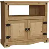 Image de Home Discount   Meuble Tv D'angle En Pin Massif 2 Portes   H 70 X L 77,5 X P 40 Cm   Finition Cirée Vieillie   Pour Téléviseurs Jusqu'à 43 Pouces