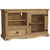 Image de Home Discount   Meuble Tv En Pin Massif H 51 X L 100 Cm   Rangement Avec Tiroir Et Étagères   Finition Pin Ciré Vieilli   Pour Télévisions Jusqu'à 43 Pouces