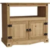 Image de Home Discount   Meuble Tv Droit En Pin Massif 2 Portes   H 70 X L 77,5 X P 40 Cm   Finition Cirée Vieillie   Pour Téléviseurs Jusqu'à 43 Pouces
