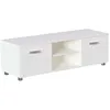 Image de Cosmo Meuble Tv Moderne Haut Brillant 2 Portes Meuble H 38 X L 120 X P 40 Cm, Blanc