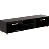 Image de Cosmo Meuble Tv Moderne Haut Brillant 2 Portes Meuble H 38 X L 160 X P 40 Cm, Noir
