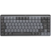 Image de Logitech MX Mini Mechanical - Sans clé (80 - 87 %) - Sans fil RF + Bluetooth - Interrupteur mécanique - QWERTY - LED - Graphite - Gris