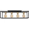 Image de Suspension RUBEN noire 4xE27x40W en métal, dimensions : 22,5 x 80 x 20 cm, IP20, Lucide