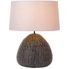 Image de Lampe de table en jonc de mer noir et blanc E27 Maduka Lucide