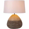 Image de Lampe de table en jonc de mer marron, noir et blanc, culot E27, Maduka Lucide