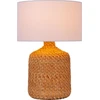 Image de Lampe de table en rotin tressé avec abat-jour blanc, culot E27, Arrah Lucide