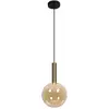 Image de Suspension Boule En Verre Ambre Et Noir Josiane 1xg9 40w Lucide