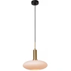 Image de SINGALA Lampe suspendue avec abat-jour en verre blanc et bordure dorée 1xE27 60W Lucide