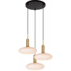 Image de SINGALA 3xE27 60W Lucide lampe suspendue ronde abat-jour en verre blanc avec finition dorée