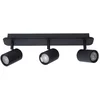 Image de Plafonnier LENNART noir 3xGU10x5W en métal, dimensions : 15x40x7 cm, IP44, Lucide