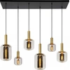 Image de Lustre JOANET doré-nuances dorées-noir, 6 x E27 x 40 W, verre, dimensions : 218 x 130 x 41,5 cm, IP20, Lucide