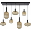 Image de MALOTO 7xE27 40W Lucide lampe à suspension moderne noir abat-jour en verre cannelé irrégulier