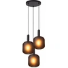 Image de Lampe suspendue moderne avec abat-jour en verre noir ELOISE 3xE27 40W Lucide