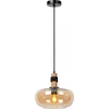 Image de Lampe suspendue abat-jour en verre avec finition en bois noir Ø30cm ILONA 1xE27 40W Lucide