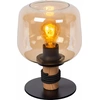 Image de Lampe de table industrielle Ilona noir et ambre, 1xE27x40W, verre, dimensions : 25x18x18 cm, IP20, Lucide