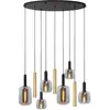 Image de JOANET Suspension Ovale - 9 flammes - noir or laiton - intensité lumineuse variable