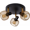 Image de Plafonnier loft rond triple spot noir avec or MAREN 3xE14 40W Lucide