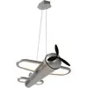 Image de Suspension Enfant Avion Gris Led 28w Lumière Chaude 2500k Métal