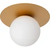 Image de Plafonnier TRICIA doré et nuances d'or, blanc opale, 1xE27x15W, verre, dimensions : 17,5x25x25 cm, IP20, Lucide