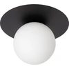 Image de Lustre de plafond TRICIA, noir et blanc, abat-jour en opale, 1 ampoule E27 de 15W, verre, dimensions : 17,5 x 25 x 25 cm, indice de protection IP20, Lucide