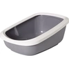 Image de Litière pour chat Vadigran avec rebord « ASEO JUMBO » 67,5 x 48,5 x 28 cm gris / blanc