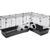 Image de Cage pour rongeurs SAVIC Savic Cubix Corner env. 148 x 50 x 63,5 cm design innovant en forme de L pliable, , pour petits rongeurs gris /noir