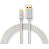 Image de Câble USB | USB 2.0 | USB-A mâle | USB-C  mâle | 15 W | 480 Mbps | Plaqué or | 1,00 m | Rond | Tressé / Nylon | Aluminium | Boîte avec fenêtre couverte
