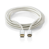 Image de Câble USB Nedis - USB 2.0 - USB-C mâle - USB Micro-B mâle - 10 W - 480 Mbps - plaqué or - 3.00 m - rond - tressé / nylon - aluminium - emballage avec fenêtre transparente