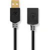 Image de Câble USB Nedis - USB 2.0 - USB-A mâle - USB-A femelle - 480 Mbps - plaqué or - 2.00 m - rond - PVC - anthracite - boîte