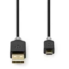 Image de Nedis Câble USB - USB 2.0 - USB-A mâle - USB Micro-B mâle - 480 Mbps - Plaqué or - 1,00 m - Rond - PVC - Anthracite - Boîte