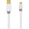 Image de Câble USB Nedis - USB 2.0 - USB-A mâle - USB Micro-B mâle - 480 Mbps - plaqué or - 1.00 m - plat - PVC - blanc - emballage avec fenêtre transparente