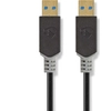 Image de Câble USB | USB 3.2 Gen 1 | USB-A mâle | USB-A mâle | 5 Gbps | Plaqué or | 2,00 m | Rond | PVC | Anthracite | Boîte